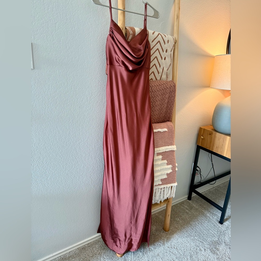 Revelry Burgundy Maxi Dress with Draped Neckline